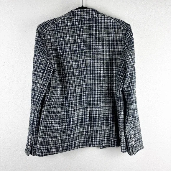 Veronica Beard Ada Cutaway Dickey Blazer Tweed Jacket in Navy Blue Multi Size 12 - Picture 6 of 6